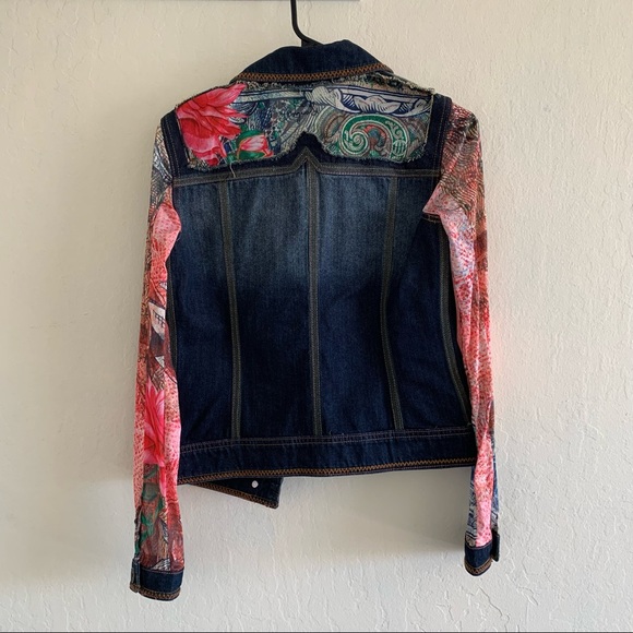 Desigual printed denim jacket with mesh sleeves XS - Picture 5 of 5